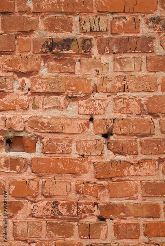 Texture of the old wall with red brick as background