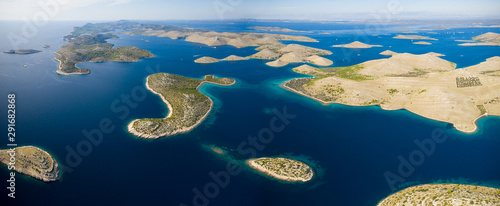 Aerial view of sea and small islands in Kornati national park, Croatia photo