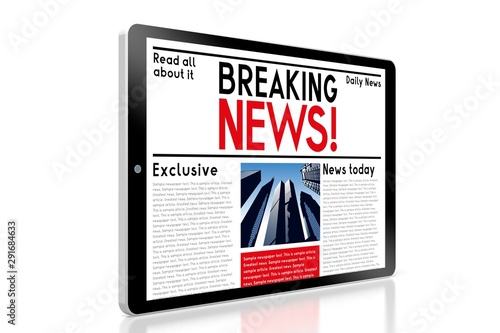 3D modern tablet - news concept