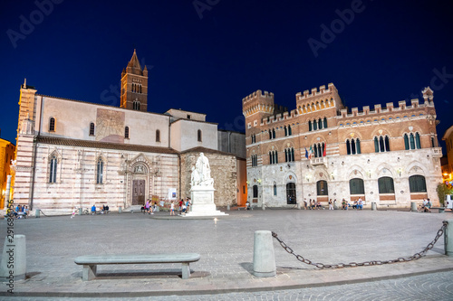 Grosseto, the cathedral square by night photo