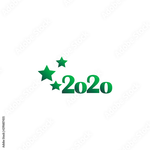 Stylish green gradient design - 2020 number icon with stars. Happy New Year. ...