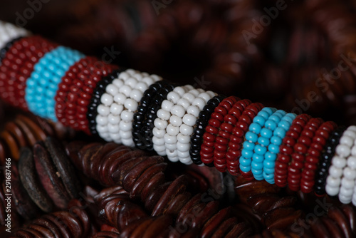 A close-up shot of African beads higlights the stunning detail, beautiful patterns and rich earthy colours of the African continent