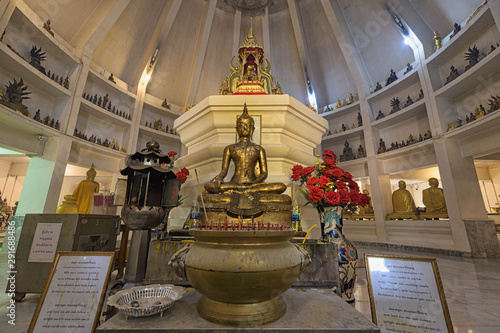 Buddha Statue inside Golden Pagoda at Wat Pho Yai, Chachoengsao, Thailand