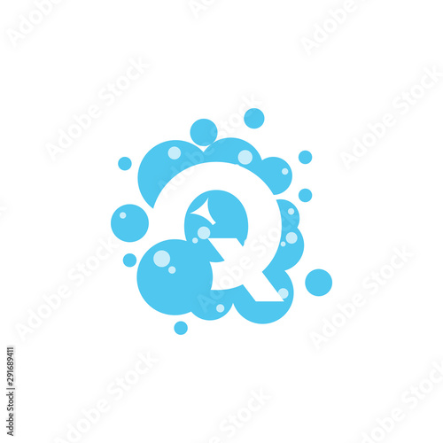 Bubble with initial letter q graphic design template