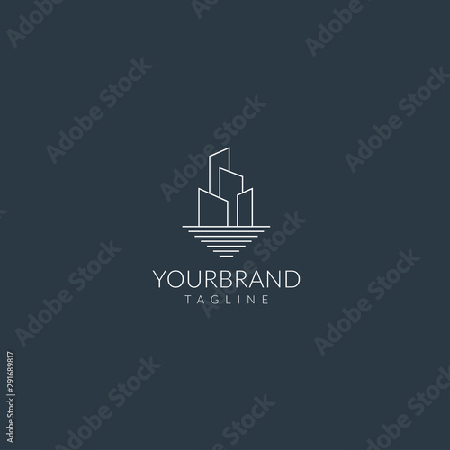 River Town city line logo template