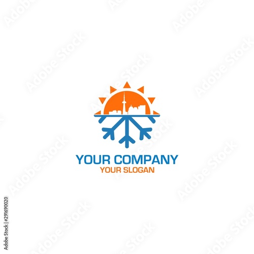 City HVAC Logo Design Vector