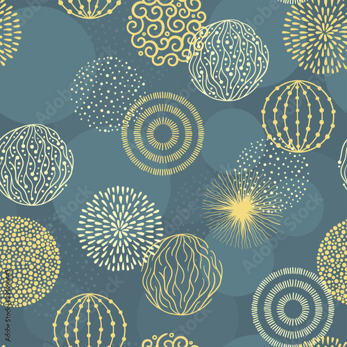 Canvas Print Elegant Christmas baubles seamless pattern, hand drawn balls - great for textile