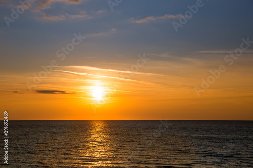 Beautiful yellow Sunset over Adriatic Sea in Italy  Europe