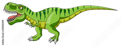 Cartoon green dinosaur on white background