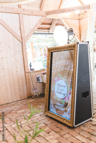 beautiful and exclusive magic mirror photobooth for weddings, events and partys