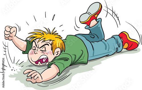 Boy crying and throwing a fit
