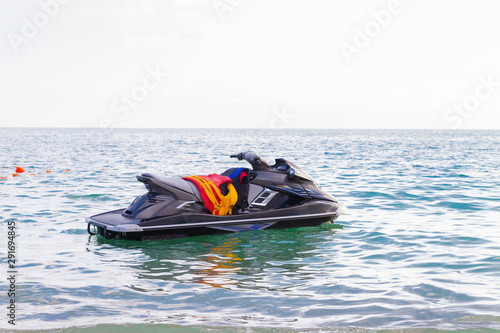 Jet ski on the black sea in summer
