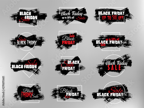 Black friday, sale label set, 12 pieces