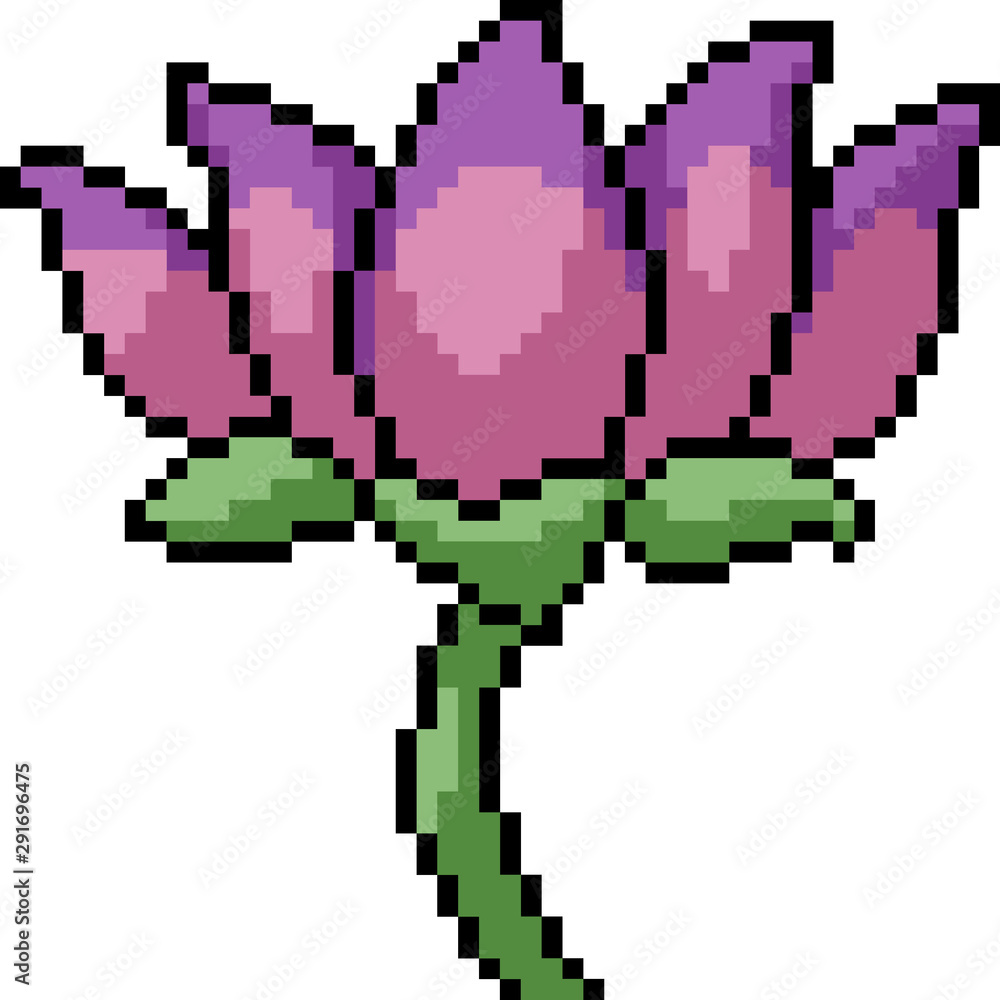 Fototapeta premium vector pixel art lotus