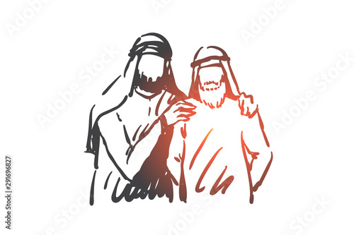 Friendship, partnership, cooperation concept sketch. Hand drawn isolated vector