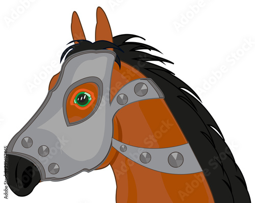 Vector illustration of the portrait combat in protection from steels