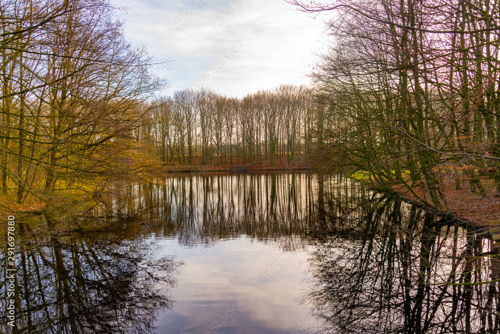Autumn pictures with reflections in the water in autumn light Autumn pictures with reflections in the water in autumn light