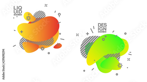 geometric colorful abstract shapes set badges background for banner web, app, poster. Trendy minimal modern design isolated white background. Abstract geometric shapes, lines patterns composition set.