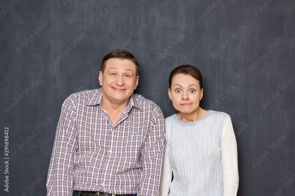Portrait of funny couple fooling and making foolish faces Portrait of funny couple fooling and making foolish faces