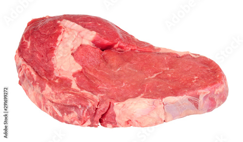 Fresh raw rib eye beef steak isolated on a white background