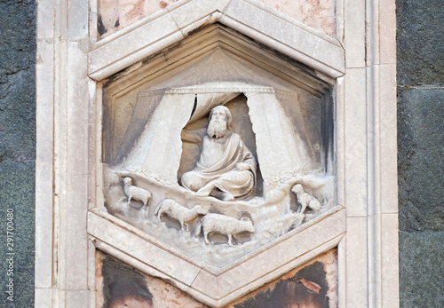 Jabal by Nino Pisano, 1334-36., Relief on Giotto Campanile of Cattedrale di Santa Maria del Fiore (Cathedral of Saint Mary of the Flower), Florence, Italy 