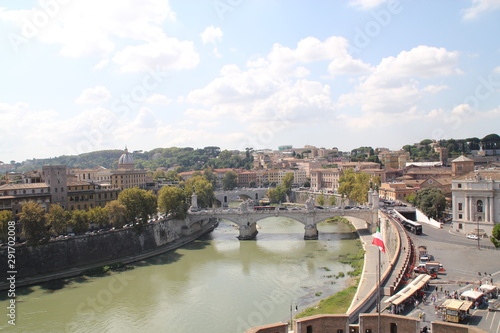 Drone view of Tiber river in Rome, Italy