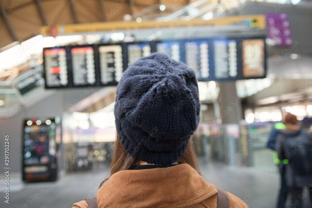 Traveler Looking at the Timetable Traveler Looking at the Timetable