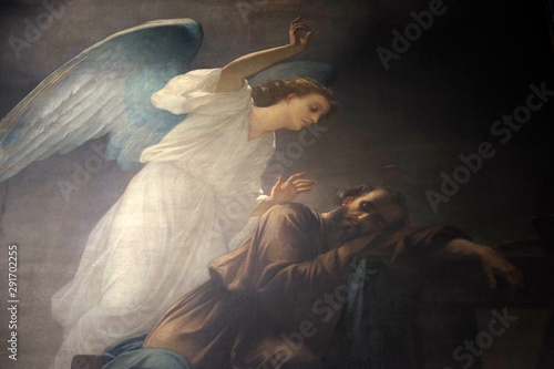 Joseph's dream, fresco in the Saint Sulpice Church, Paris, France  photo
