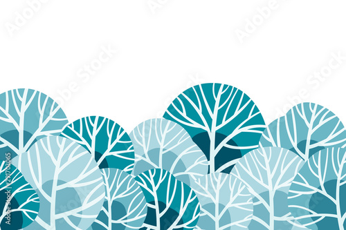 Christmas and New Year background of winter snow laden trees. Vector illustration