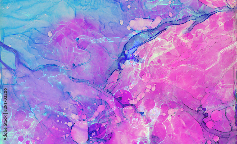 Ethereal fantasy light blue, pink and purple alcohol ink abstract background. Bright liquid watercolor paint splash texture effect illustration for card design, banners, modern graphic design Ethereal fantasy light blue, pink and purple alcohol ink abstract background. Bright liquid watercolor paint splash texture effect illustration for card design, banners, modern graphic design