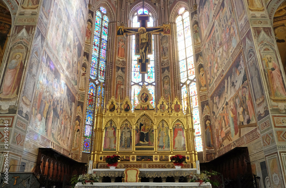 High altar in the Basilica di Santa Croce (Basilica of the Holy Cross) - famous Franciscan church in Florence, Italy
