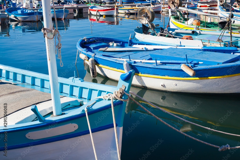 Fishing boats in a little harbour on the French Riviera near Toulon