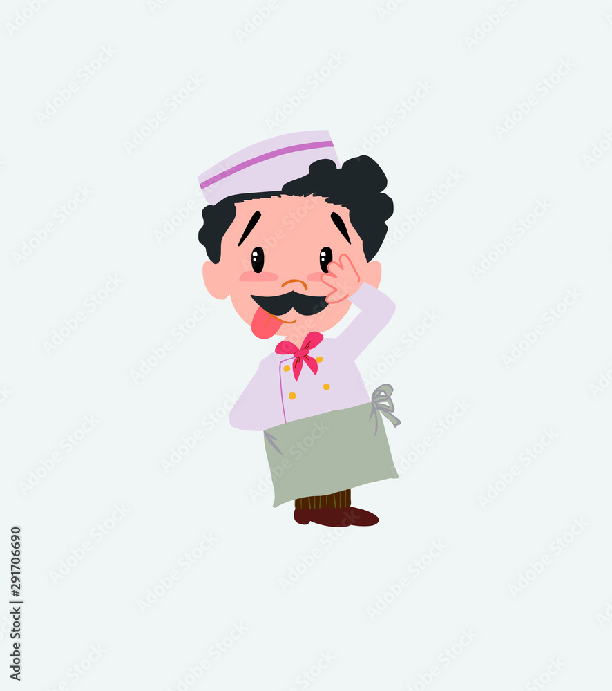 Chef sticks out his tongue in gesture of funny shyness. Chef sticks out his tongue in gesture of funny shyness.