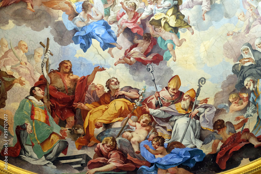 Fototapeta Chwała florenckich świętych, fresk Vincenzo Meucciego w Bazylice San Lorenzo we Florencji we Włoszech