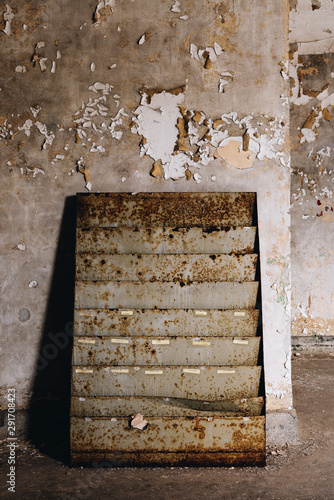 Tela Derelict Rusty Metal Magazine Stand - Abandoned Ohio State Penitentiary Prison -