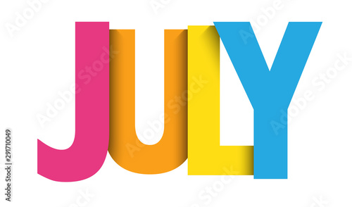 JULY colorful vector typography banner