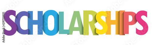SCHOLARSHIPS colorful vector typography banner