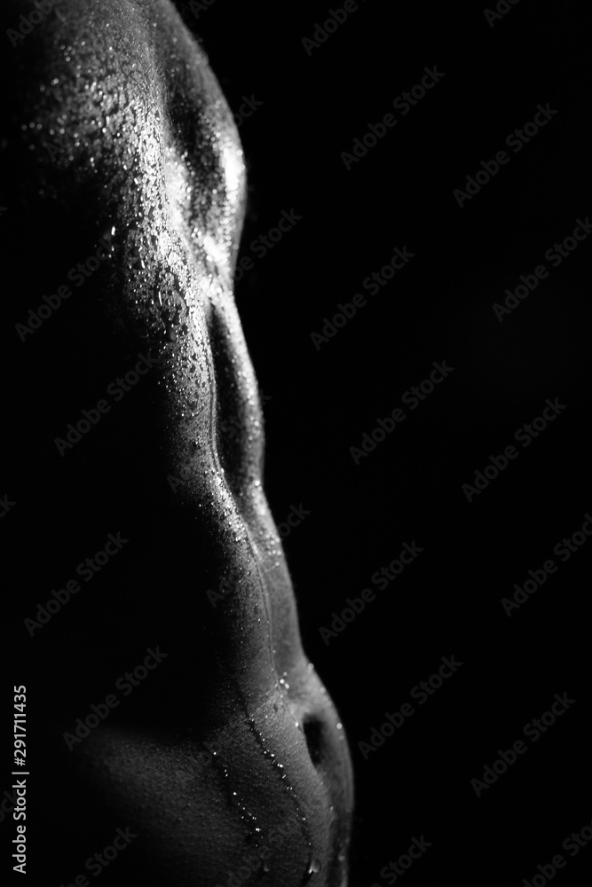 Naklejka premium Black and white Fitness Sixpack