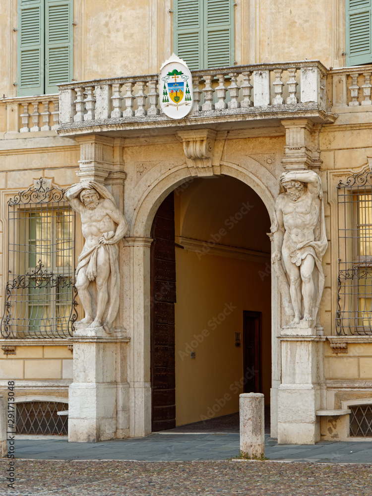 Mantova, ITALY - AUGUST 10, 2019: Historic buildings on Piazza Sordello