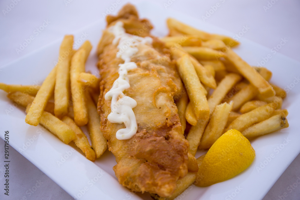 Beer battered Barramundi fish and chips Beer battered Barramundi fish and chips