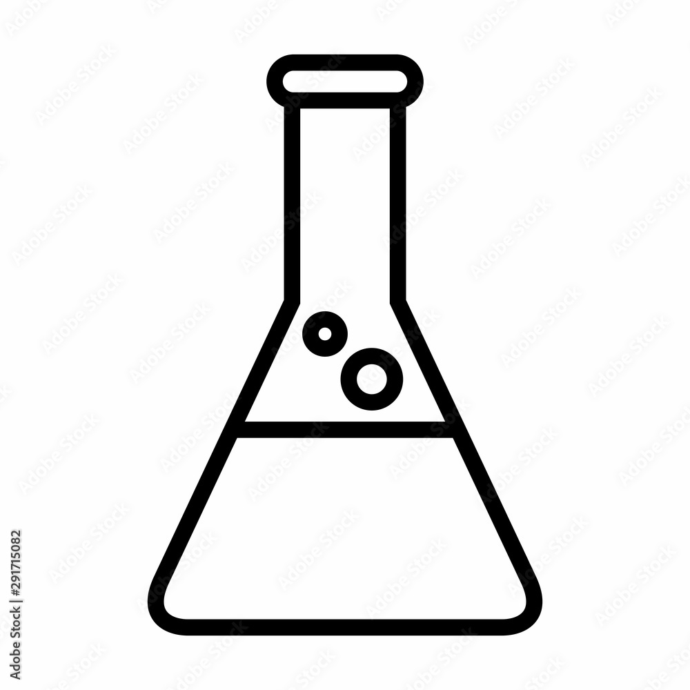 Lab flask icon. Black outline on white background. Lab flask icon. Black outline on white background.