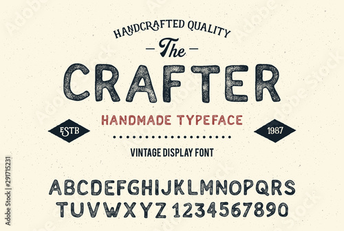 Handmade Modern Textured Font. Retro Typeface. Vector Illustration.