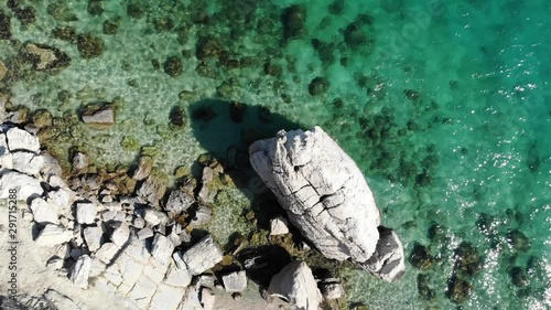 Dalmatia drone view - Croatia aerial coast landscape photo. Beaches and coast of Mimice. photo