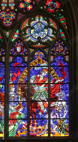 St. Martin, Stained glass in Votiv Kirche in Vienna, Austria 