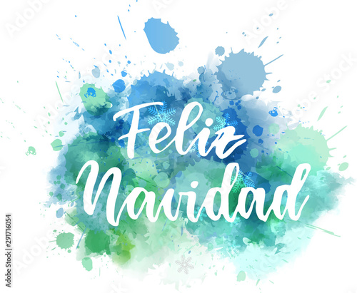 Feliz Navidad. Christmas holiday watercolor background.