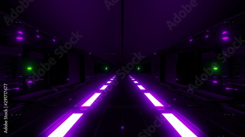 Fototapeta Naklejka Na Ścianę i Meble -  dark futuristic scifi tunnel with hot metal glowing in bottom 3D illustration wallpaper background
