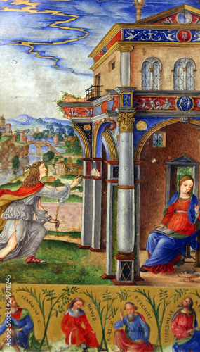 Matteo da Milano: miniatures from the breviary of Alfonso I d'Este: Annunciation of the Virgin Mary photo