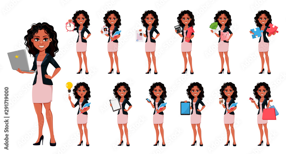Beautiful young African American business woman Stock Vector | Adobe Stock
