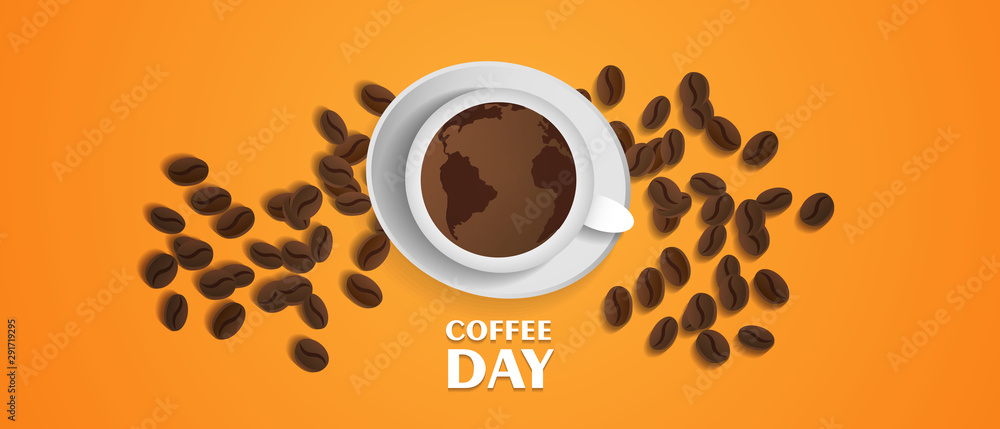 Obraz premium 1 october, International or national Coffee Day. greeting card, poster and banner. Vector illustration background
