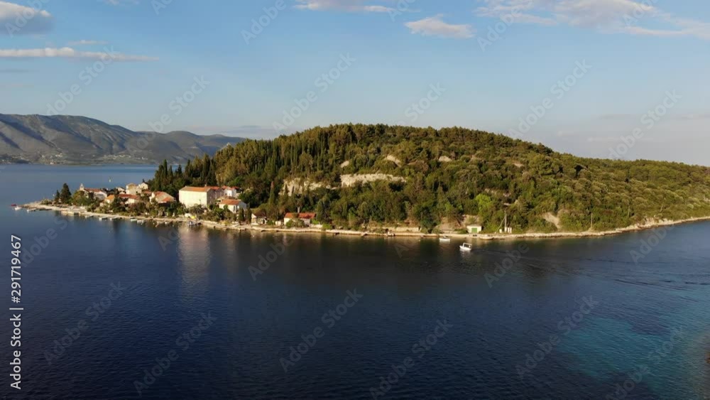 Croatia drone landscape. Vrnik island off the coast from Korcula island. Summer footage 4K. Croatia drone landscape. Vrnik island off the coast from Korcula island. Summer footage 4K.
